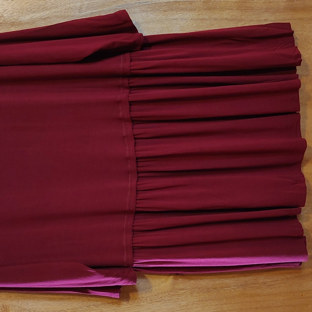 Zenana Premium Flowy Jersey Knit Swing Dress Burgundy ¾-Sleeve Lagenlook Size 3X - Picture 3 of 11